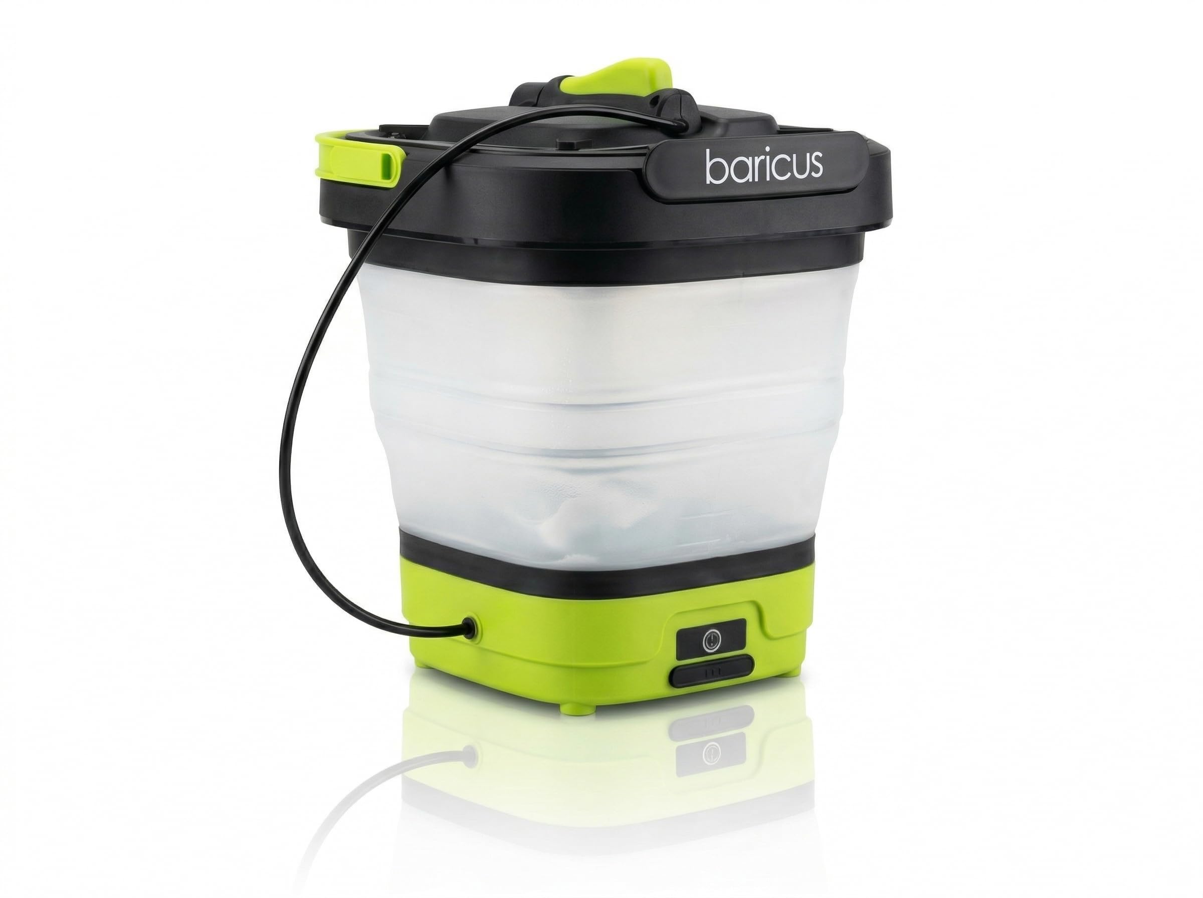 BARICUS Akku-Druckreiniger mit 10 L Falteimer, mobil, USB-C, 5 Bar | Ohne Wasseranschluss reinigen · Platzsparend faltbar · 3 Aufsätze für viele Anwendungen · Bis zu 35 Minuten Laufzeit