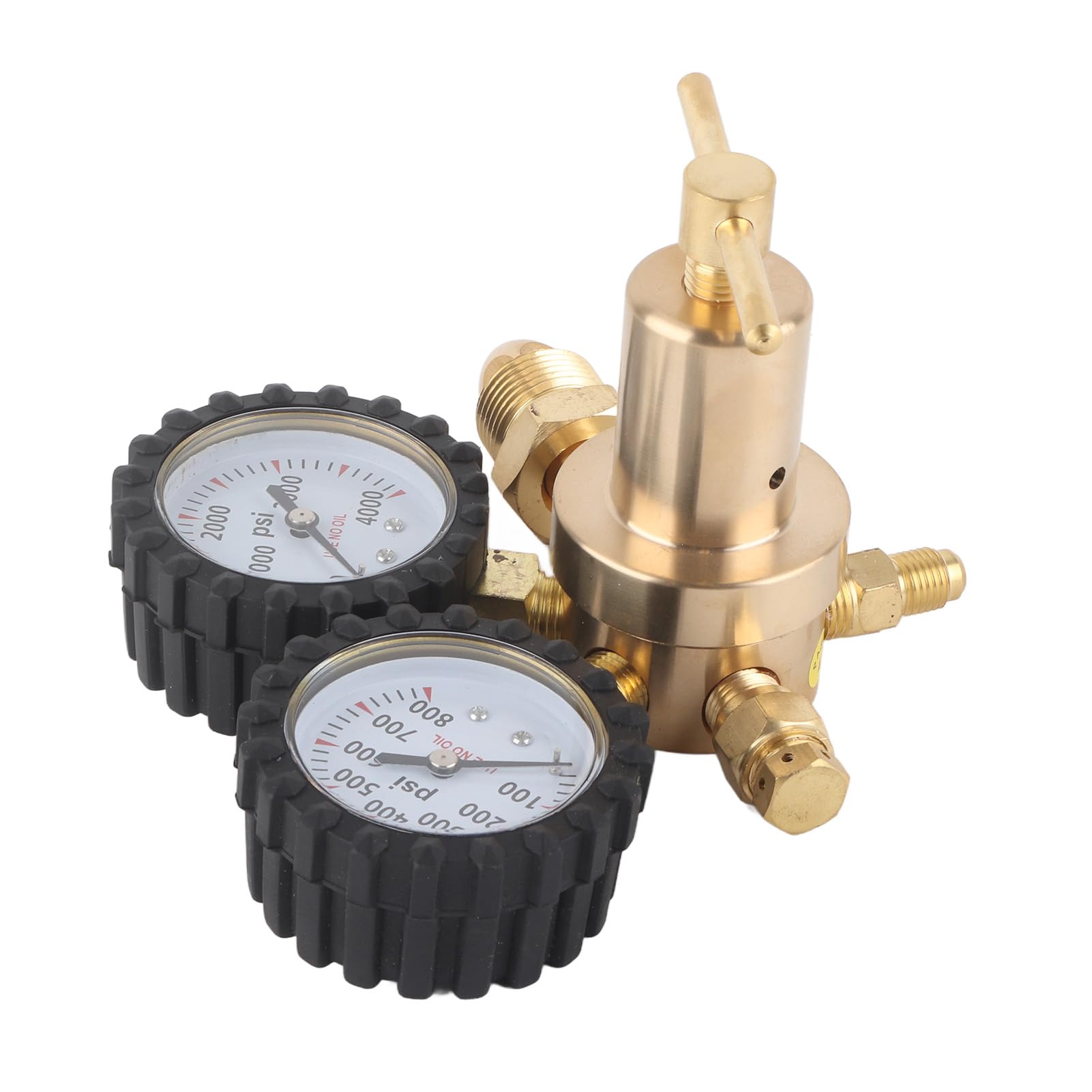 Cocoarm Regulador de Nitrógeno Regulador de Gas de Doble Calibre de Latón de 0 a 800 PSI con en T Medidores de Fácil Lectura para Limpieza del HVAC Pruebas de Presión y Control de Cilindros (Estados