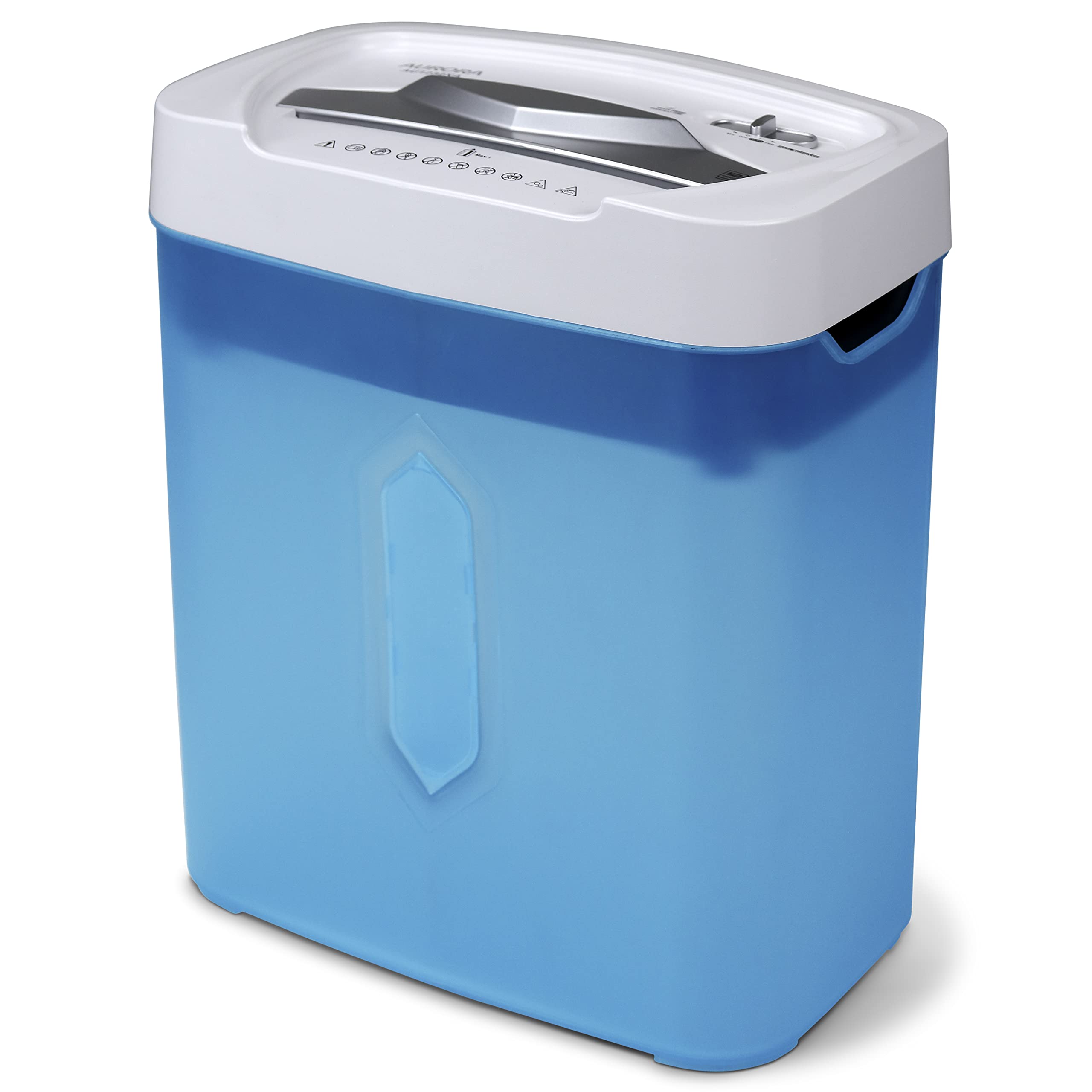 Aurora AU1232XA Anti-Jam 12-Sheet Crosscut Paper/Credit Card Shredder with 5.2-Gallon Wastebasket (White/Semi Translucent Blue)
