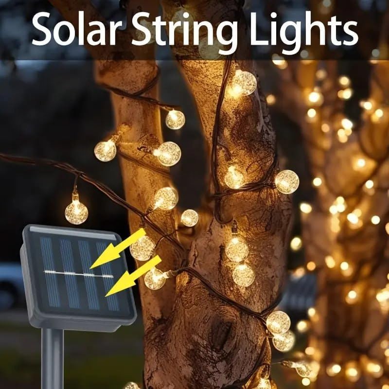 Image of 20 LED Solar Globe String Lights from Waterproof IP6515.3 Feet Outdoor Fairy Lights with 8 Modes Length | Warm White Decorative Lights for Garden, Patio, Balcony & Festive Decor.