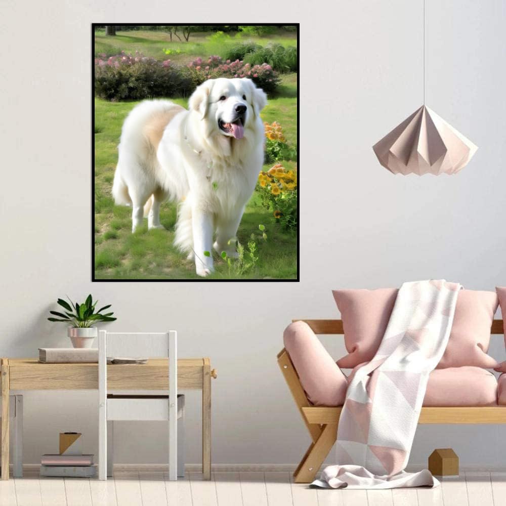DIY Paint by Numbers Great Pyrenees Dog on Canvas Painting Kits for Adult, Beginner Oil Painting Kits Gift 20x24inch(50x60cm) Frameless
