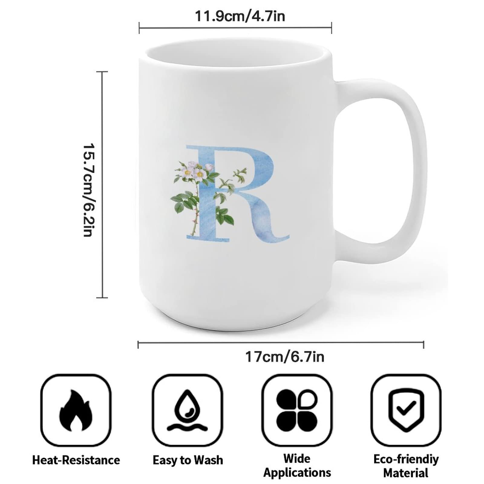 Lenox Letter A Initial Monogram Coffee Mug Floral Cup White Gold 4.5 Tall | UK