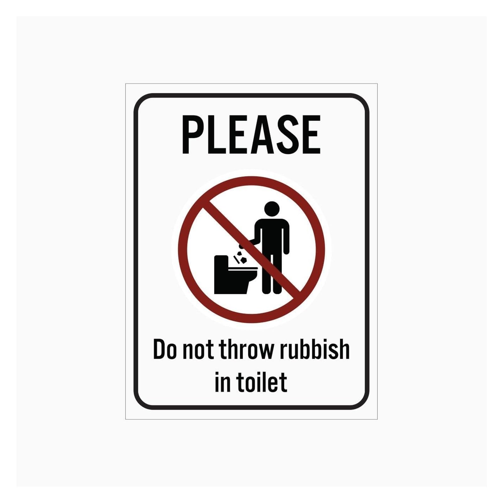 EKFBQBGW Bathroom Rules Metal Sign Do Not Throw Rubbish In Toilet Vintage Tin Sign Humorous Restroom Decor for Home Business Office 8 X 12 inch