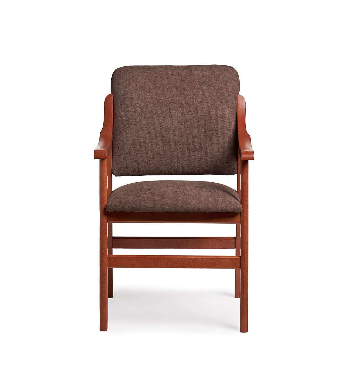 Abuelo A Gusto- Silla Comedor con Brazos de Madera en Cerezo. Tela Antimanchas (Medidas: 86x54x54 cm). Especial Personas Mayores, Espalda Recta. (Marrón)