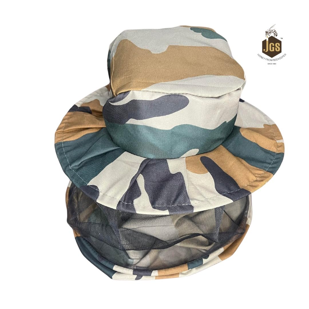 JGS Bee Cap Honeybee Cap | Bee Veil for Protection of Face from Honey Bee Sting | Sting Protection for Neck and Face (Army Colour) - Image 2 thumbnail