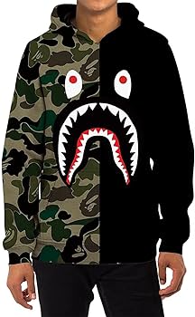 Bape Shark Camo Felpa con cappuccio e pantaloni 2-pc Fashion Tuta Giacca  unisex per uomo Donna Ragazzi Ragazze Zip Up (Color : 2black, Size : Small)  : Amazon.it: Moda