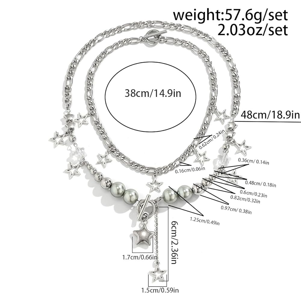 tenghong2021 Y2k Star Necklace Gothic Tassel Star Pendant