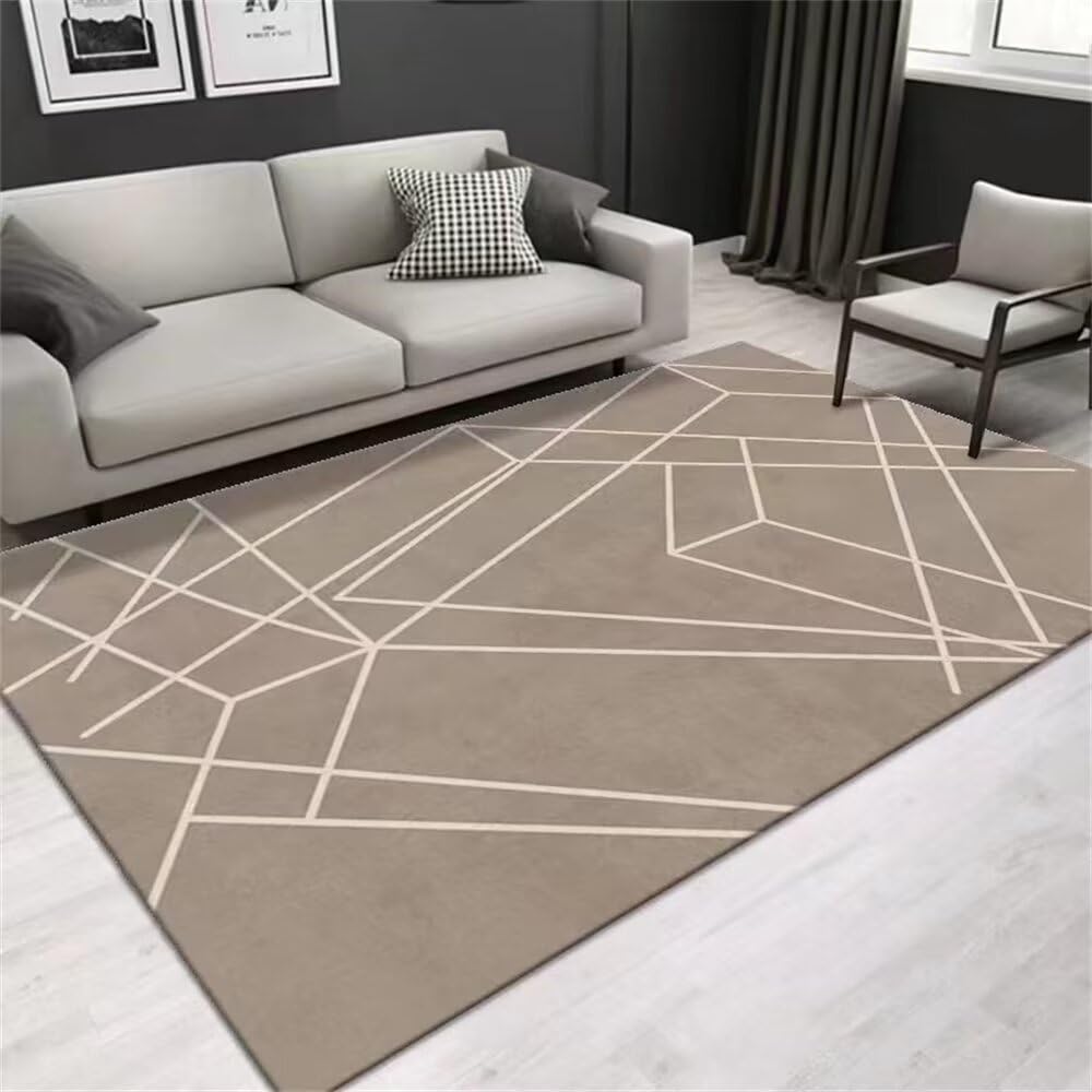 Tapis de maison design géométrique gris 140X200cm résistant à l'usure pour entrée