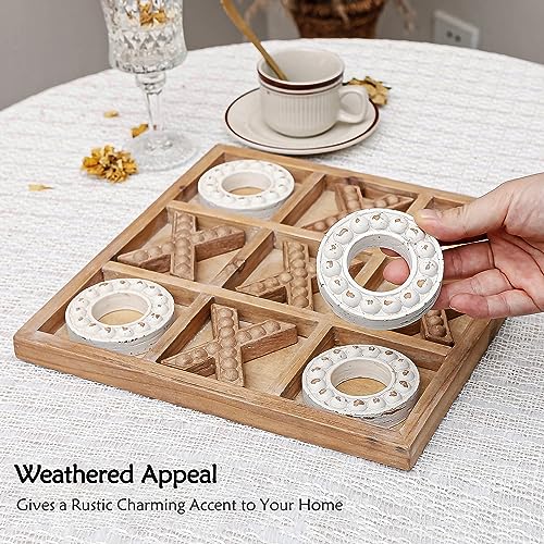 Tablero de madera Tic Tac Toe 10.63 pulg decorativo miniatura 3