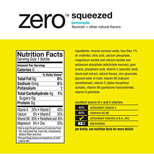 vitaminwater zero squeezed, electrolyte enhanced water w/ vitamins, lemonade drinks, 16.9 fl oz, 6 Pack