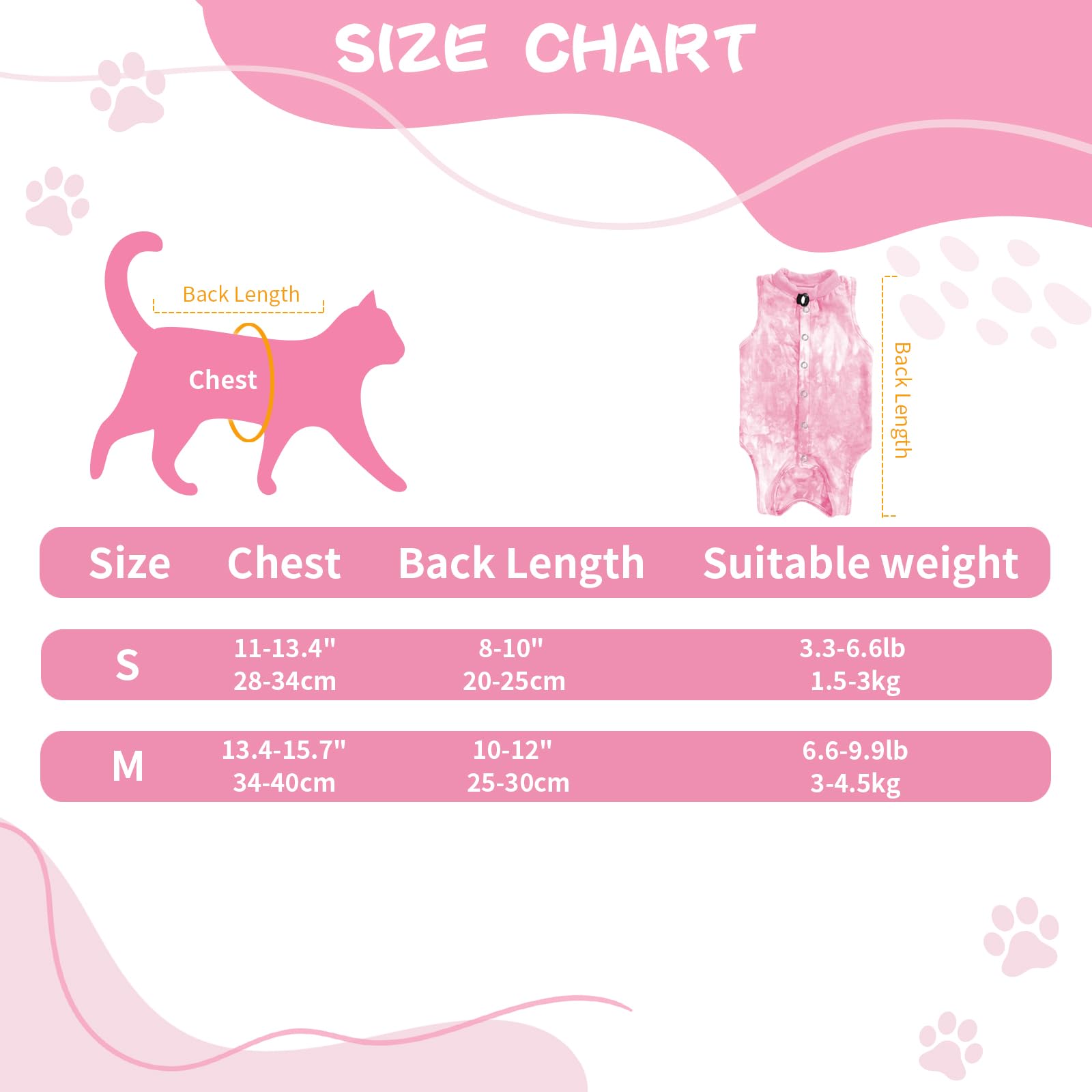 GOZINA Cat Recovery Suit, Anti-licking Cat Surgery Recovery Suit, Breathable Post-Surgery Onesie for Female Cats (Pink, S) - Image 2