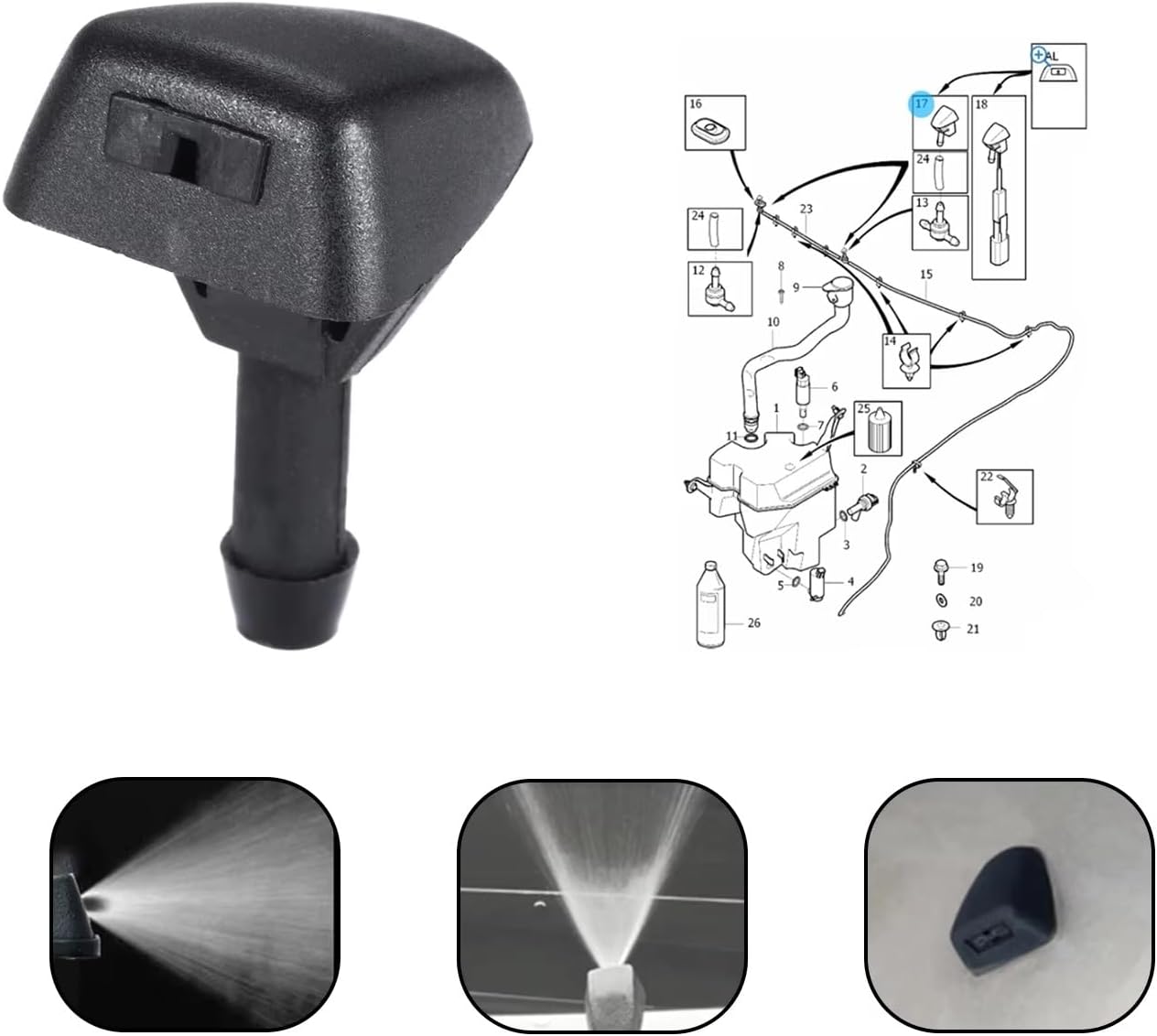 Wiper Clean Nozzle Compatible With S40 2002-2010 For C70 2006-2013 Automotive Windshield Wiper Washer Nozzles Sprayer Kits Replacement OEM: 30655605