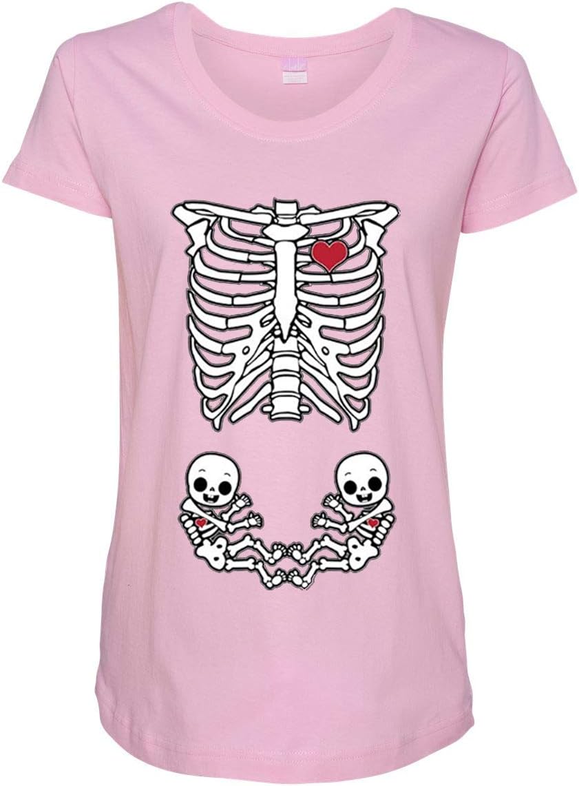 Twins Baby Skeleton Maternity DT T-Shirt Tee