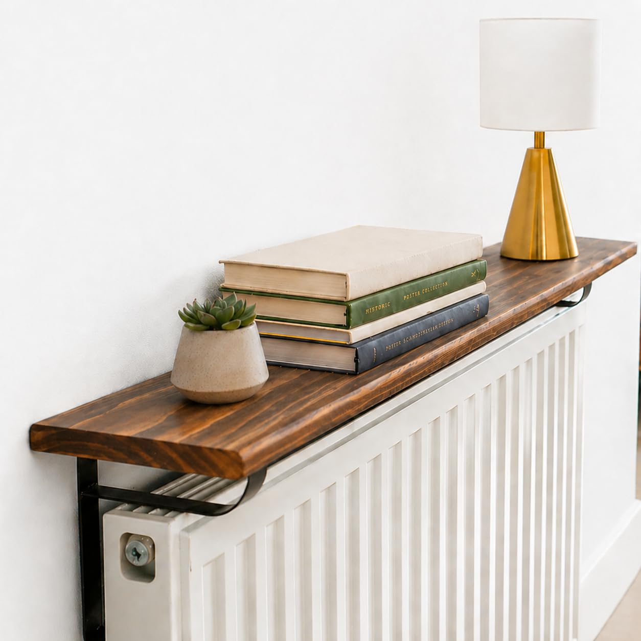 yapinto Radiator Shelf 100cm - No Drill, Rental Friendly - Heat-Resistant - Floating Shelf for Radiators - Decorative Shelf - Above Radiator for Home Décor