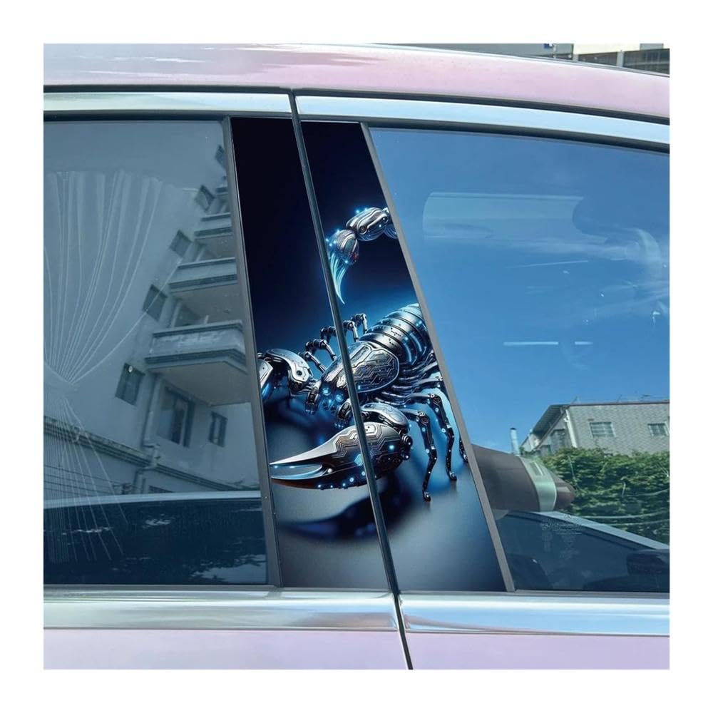 Body Parts 2pcs Car Center Pillar Sticker Creative Scorpion Auto B-Pillar Waterproof Protective Film(D)
