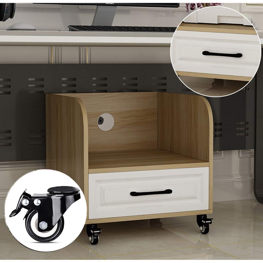 meuble imprimante Sous bureau imprimante CPU Support Répartiteur avec tiroirs Gestion et stockage par câble, bureau d'imprimante 4 roues et Mécanisme de verrouillage for Mini imprimante 3D caisson bur