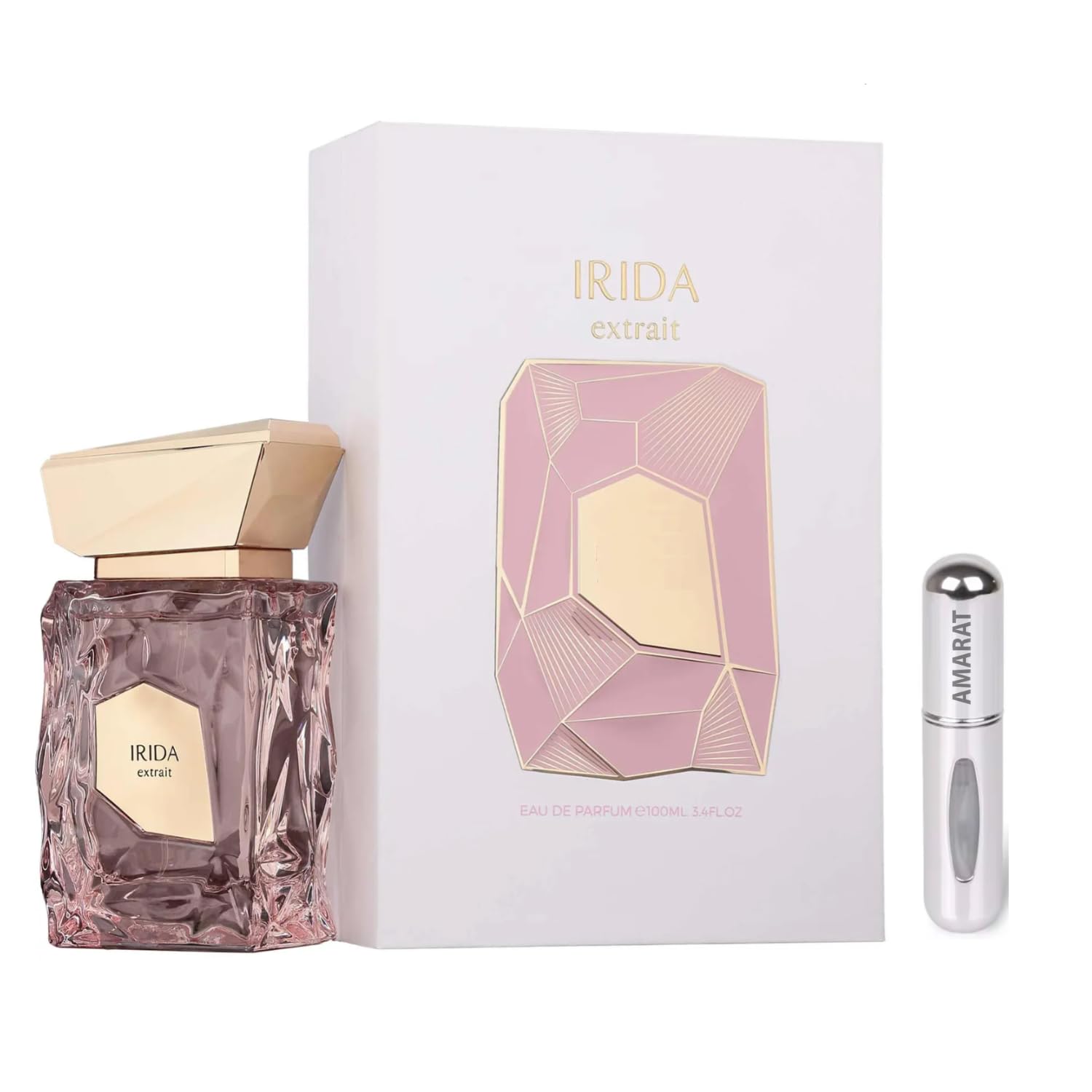 Perfumy Irida Extrait 100 ml, arabskie perfumy o długiej żywotności unisex, w tym 5 ml wielokrotnego napełniania rozpylacz, wyrafinowany zapach z nutami wiśni, jaśminu i bursztynu (Irida Extrait)