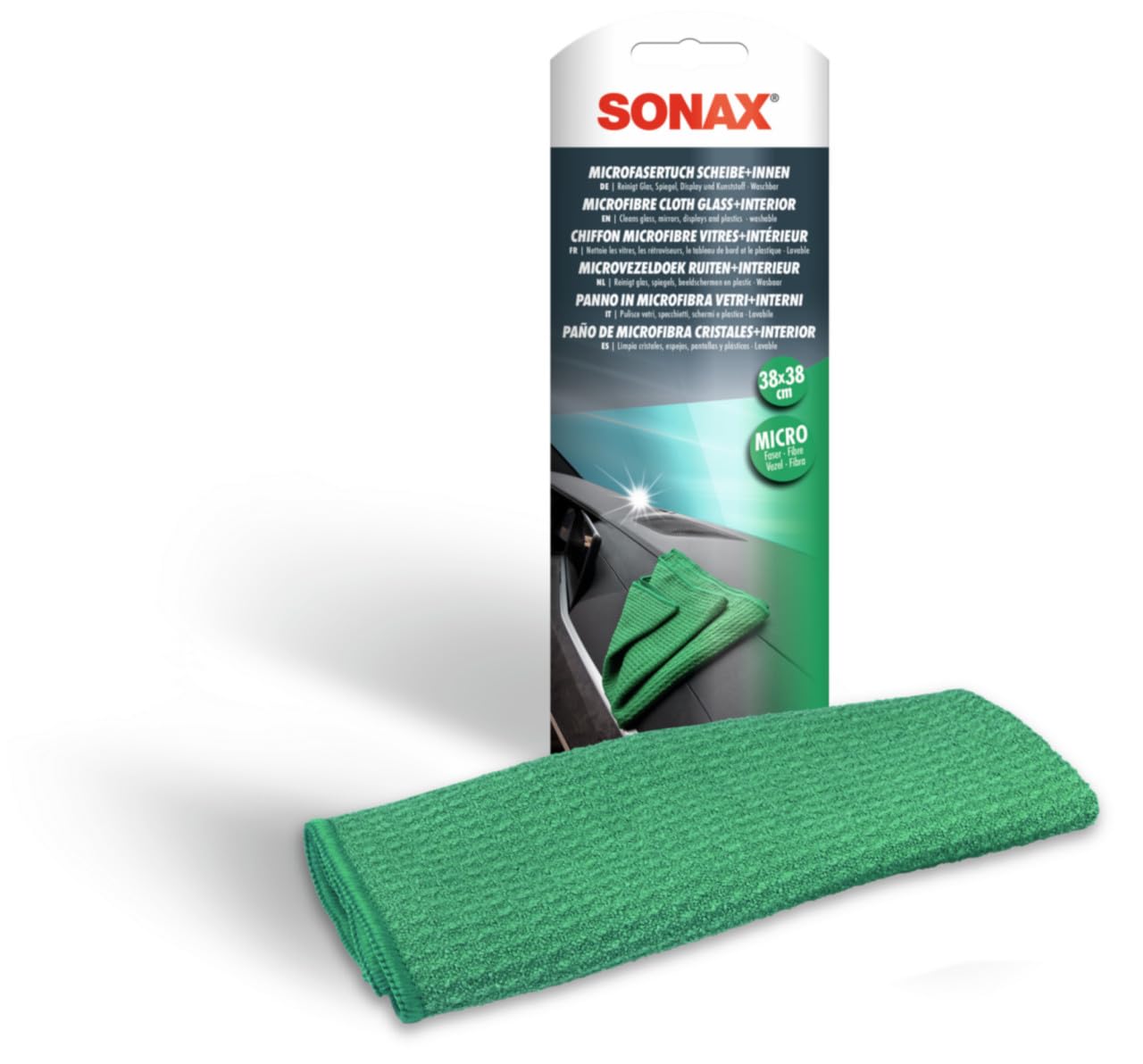 SONAX Microfibre Cloth Panel + Inner (Pack of 1), Absorbent & Lint-Free for Streak- and Lint-Free Cleaning of Glass, Mirrors, Display and Plastic Surfaces | Item No. 04984000