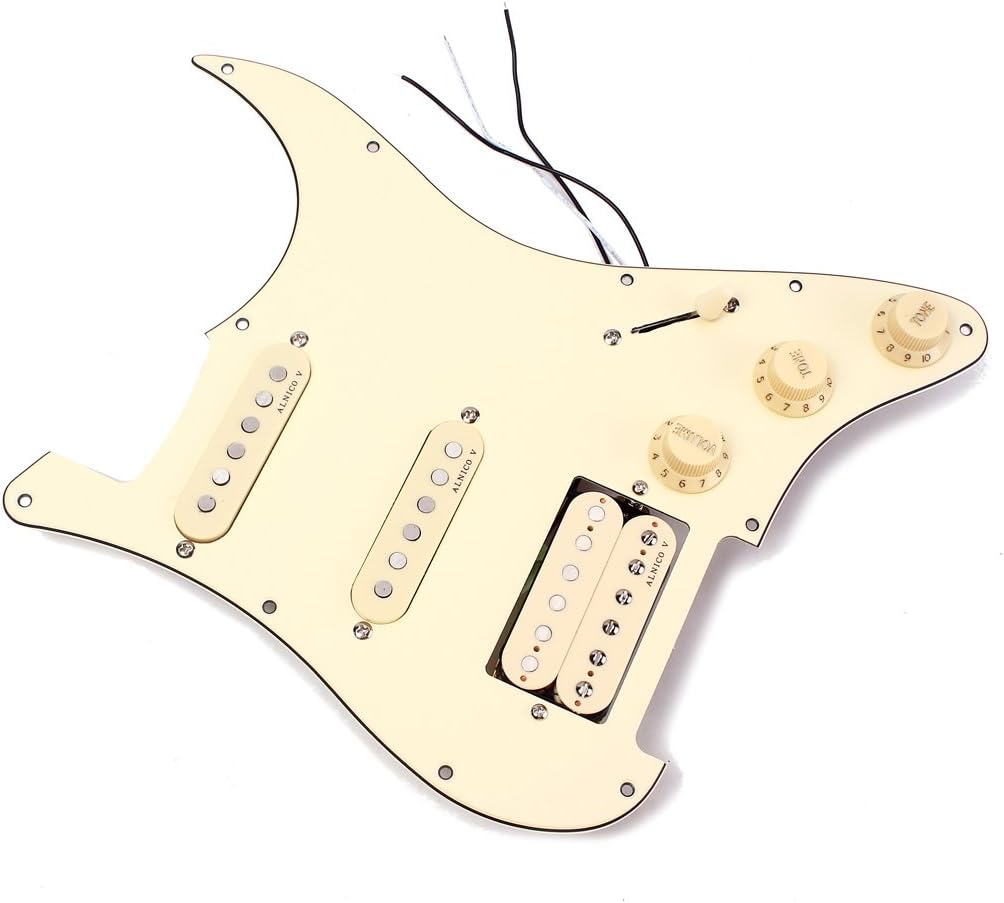 Alnicov 3-ply SSH Loaded Prewired Pickguard Humbucker Pickups Set for Strat ST Electric Guitar Cream - Image 3