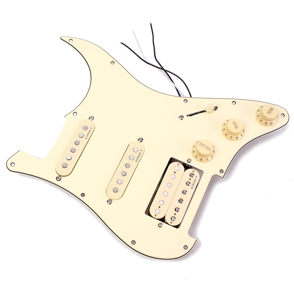 Alnicov Juego de pastillas de 3 capas SSH cargado con cable para guitarra eléctrica Strat ST Crema
