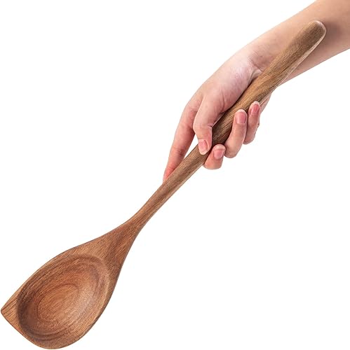 GinSent Cuchara grande de madera para cocinar, cuchara grande de madera de 17 pulgadas para olla profunda, cuchara de esquina gigante de madera de disponible en Yaxa Colombia