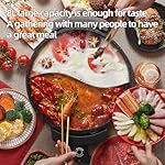 AORAN 6L Electric Hot Pot, Non-Stick Smokeless Cooking Pot with Divider for Hot Pot, Fondue, Shabu Shabu, Multi-Function, Includes Ladle, Tongs, Oil Brush, Food Tongs, Easy to Clean Black - Image 2