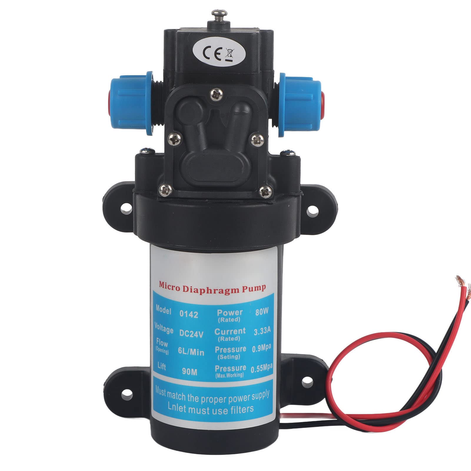 Pompe à Membrane Micro 5,5 L/min, Pompe à Membrane Haute Pression Auto-aspirante CC, Pompe à Membrane à Pression D'eau Douce(24V)