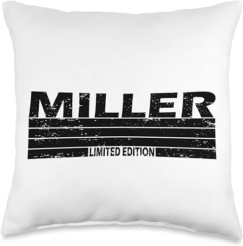 Retro Vintage Limited Edition Last Name Sunset Tee Miller Surname Limited Edition Retro Vintage Style Sunset Throw Pillow, 16x16, Multicolor