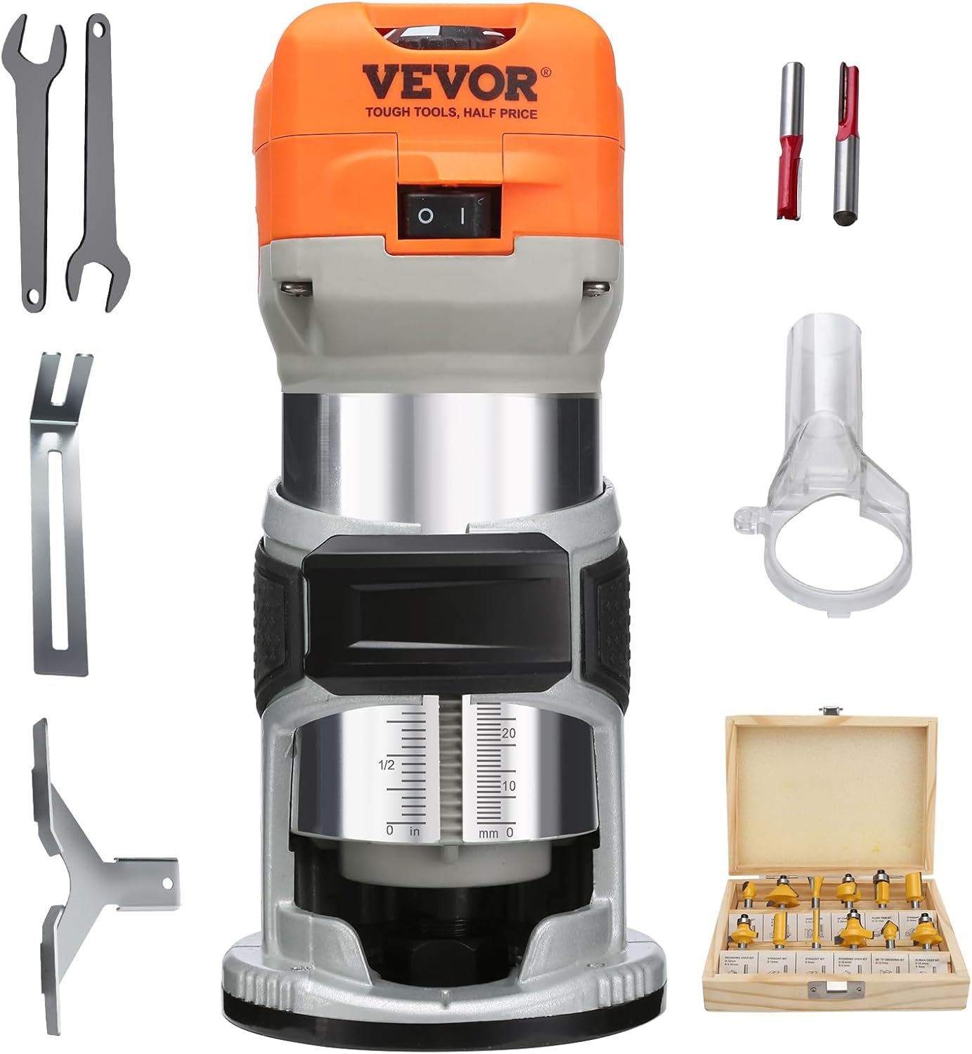 Amazon.com: VEVOR Compact Router - 6.5 Amp, 1.25HP, 6 Variable Speeds ...