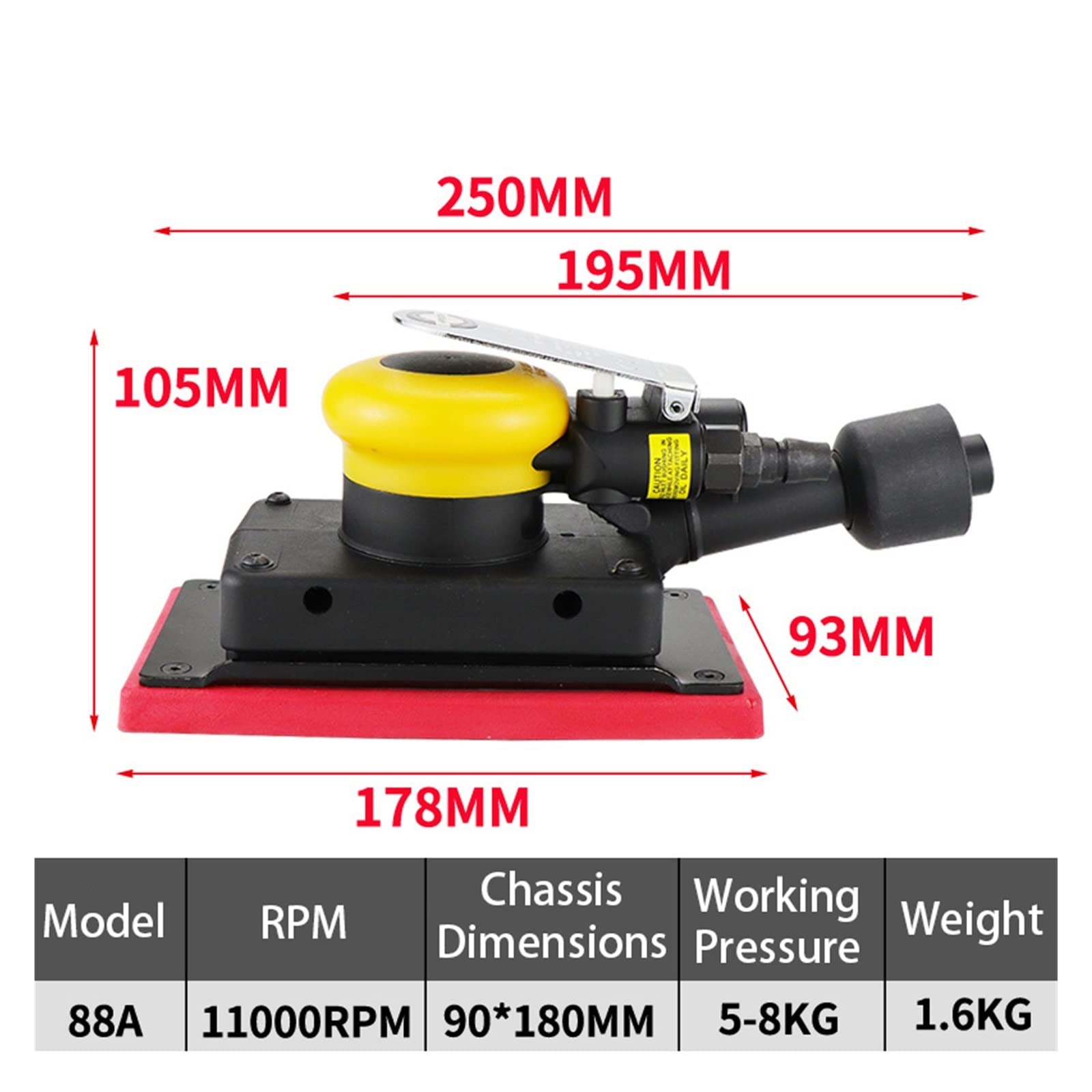 Handheld Metal Burnishing Machine Pneumatic Orbital Sander Air Grinder 88A/98A Vacuum Eccentric Polishing/Grinding Tools ,Wysoka wydajność(70x198MM)