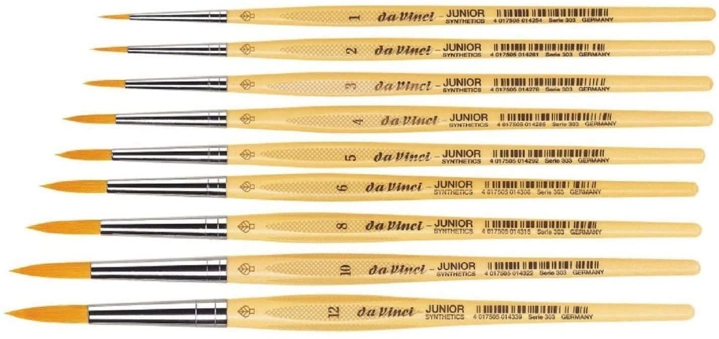 Davinci GH303 Junior Synthetics Malerpinsel, rund Serie 303, Set 9 pcs, 1, 2, 3, 4, 5 6, 8,10,12