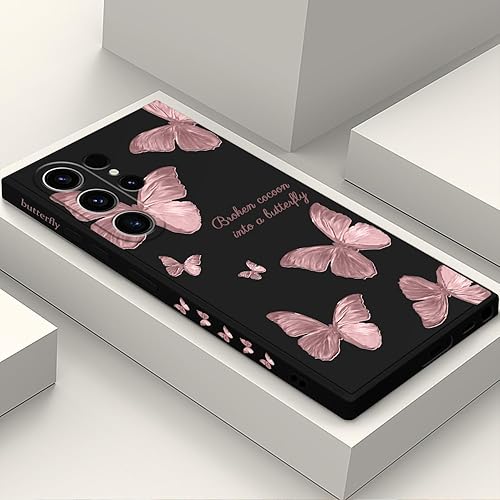 Funda para Samsung Galaxy S23 Ultra, diseño de flores, mariposa, antideslizante, a prueba de golpes, flexible, suave, protector de silicona para