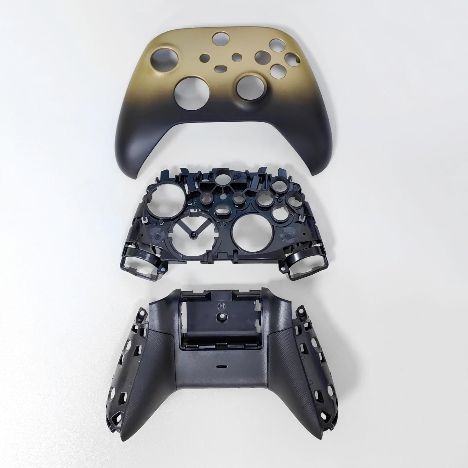 Hzxkqmil Guscio di Ricambio Kit Custodia Completa per Xbox Series X/S Controller - Edizione Speciale Gold, Piastre di Copertura Anteriori Guscio Posteriore Guide Laterali Parti dei Pulsanti