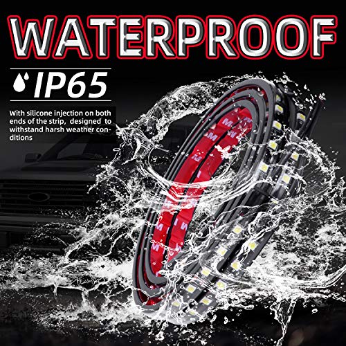 LED Truck Bed Lighting 2PCS 60Inch Flexible Strip Light Kits 12V High Brightness with On-Off Switch Fuse 2-Way Splitter Cable for Cargo Boats Pickup SUV or Others(IP65)