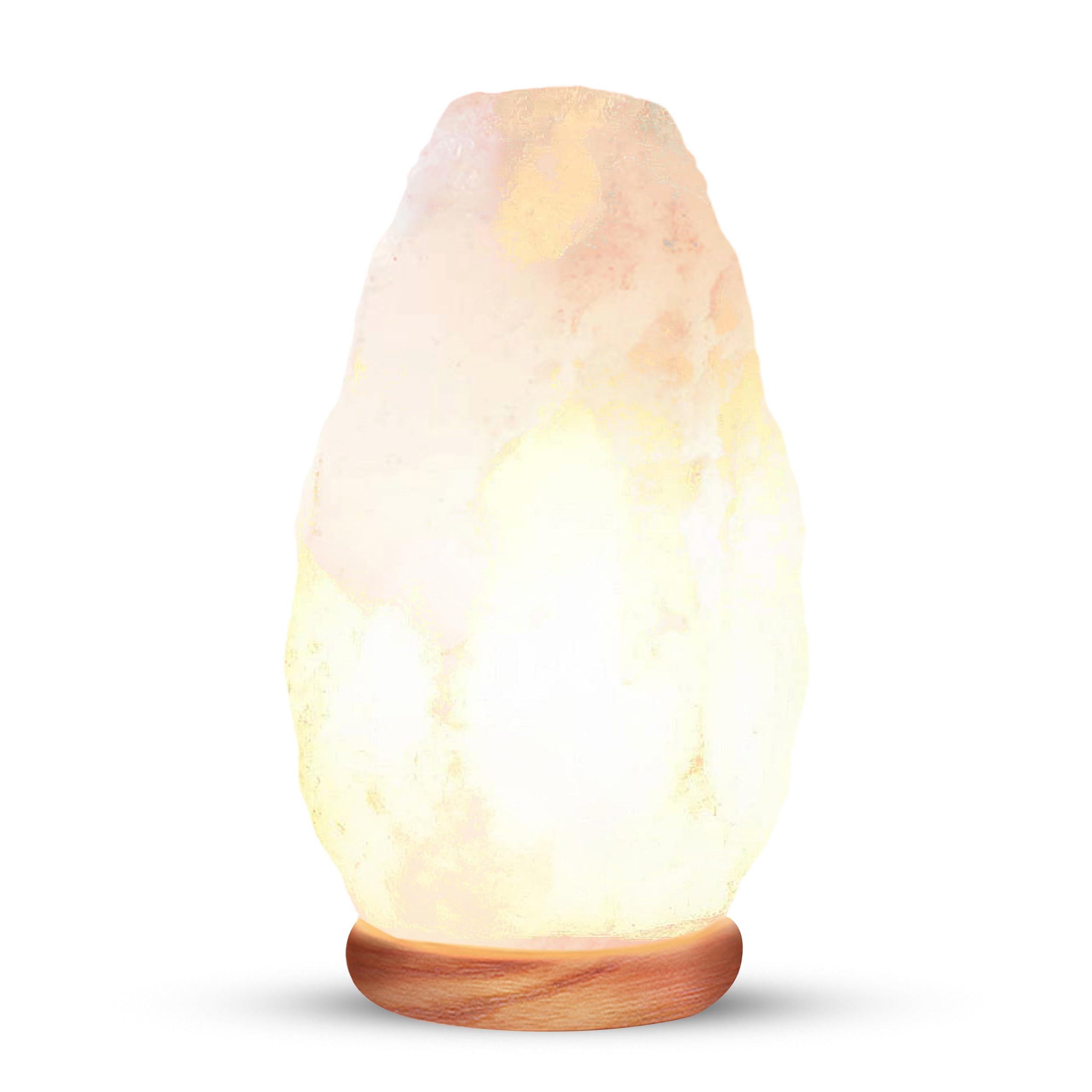Himalayan Glow White Salt Crystal Lamp,Natural Salt Night Light,Hand Crafted with Neem Wooden Base,Salt Lamp Bulb,(ETL Certified) Dimmer Switch | 5-7 LBS
