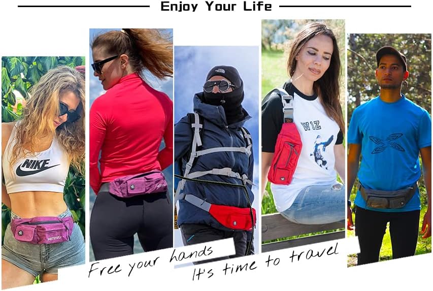 WATERFLY Fanny Pack for Women Men Water Resistant Small Waist Pouch Slim Belt Bag with 4 Pockets Lightweight Crossbody Chest Bag Fit All Phones, 11.02 x 2.1 x 4.3 inch,11.02 x 2.1 x 4.3 inch - Image 8