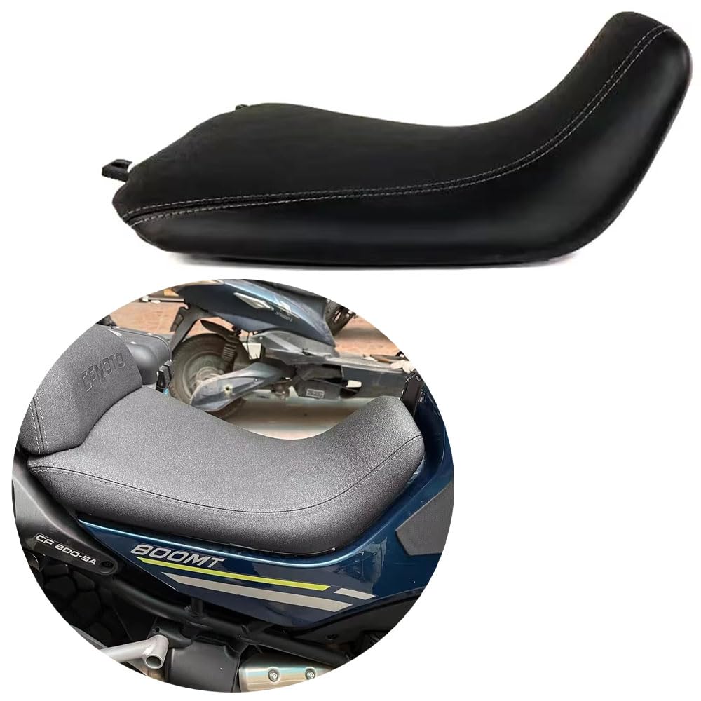 Sella Personalizzata per CFMOTO 800MT, Ribassata 30mm, Design Retro con Gobba, Rivestimento in Pelle Nera, 45x35x10 cm