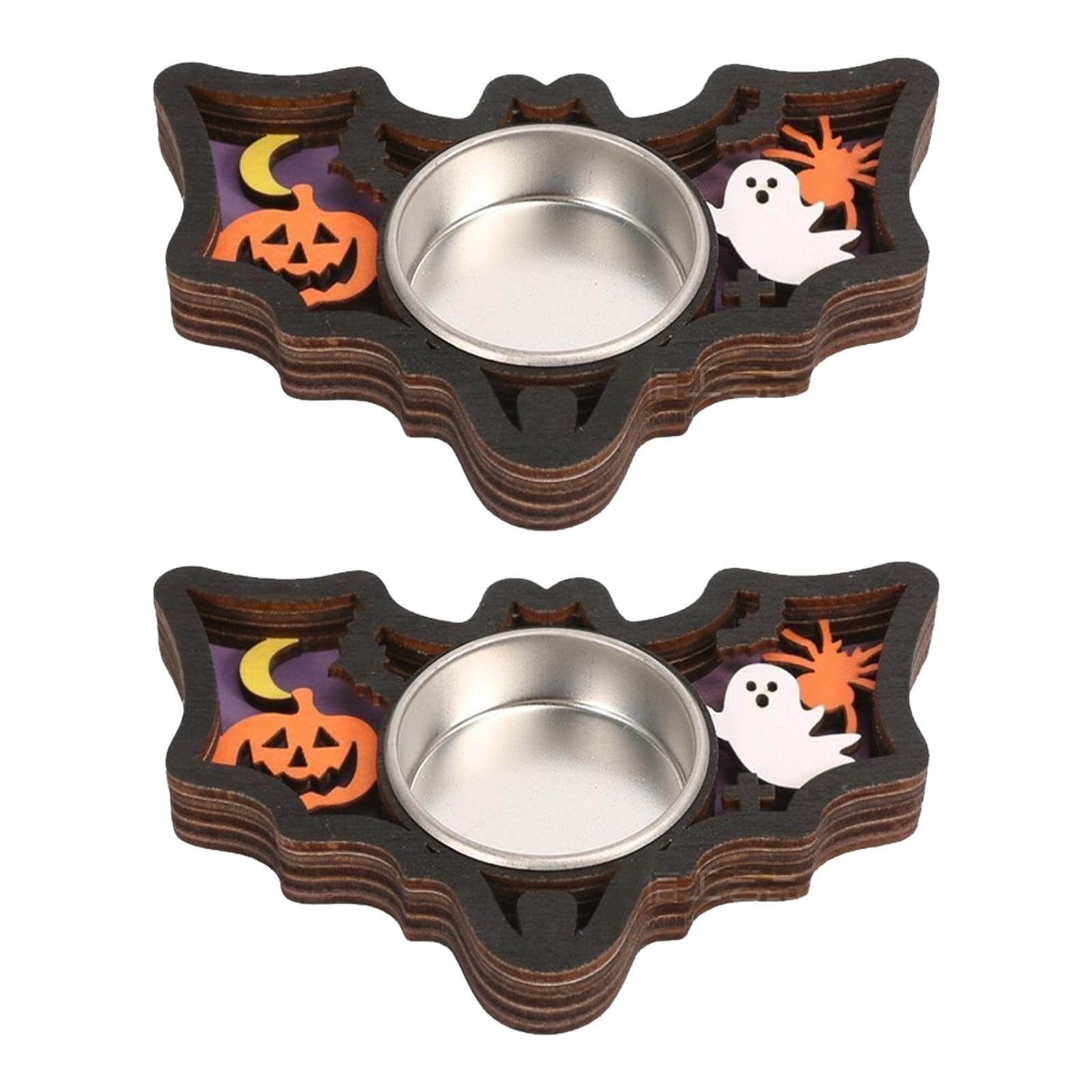 Tsophreniq 2Pcs Natural Wood Holders Halloween Various Decoration Festival Tabletop Display Safe and Stable Base Wooden Decorations