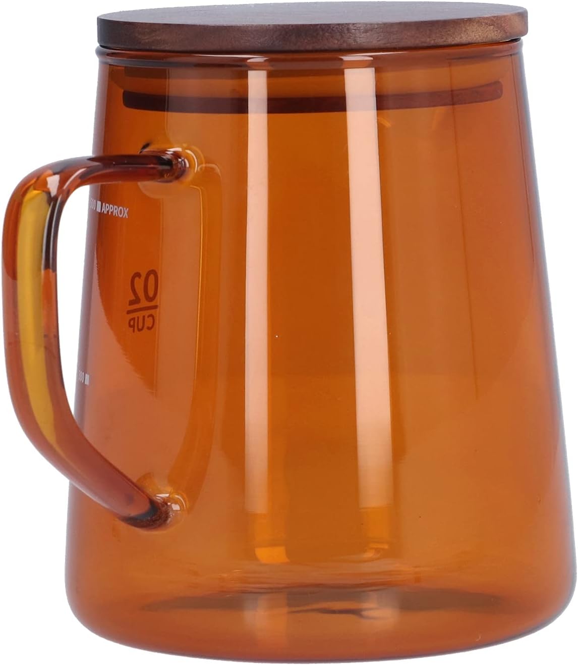 500ml Heat Coffee Server with Wooden Lid, Borosilicate Glass Tea Kettle for Home Office, Unique Design, Easy to, Durable and Lightweight (Brown)