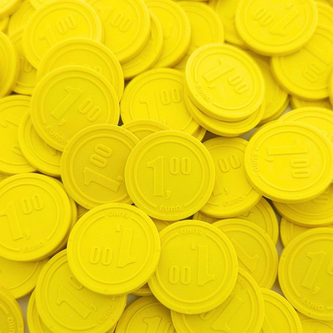 CombiCraft Jetons pour buvette en Jaune avec imprimé en Relief 1,00 €, diamètre de 23 mm, méthode de paiement pour Les événements, Emballage de 250 pièces