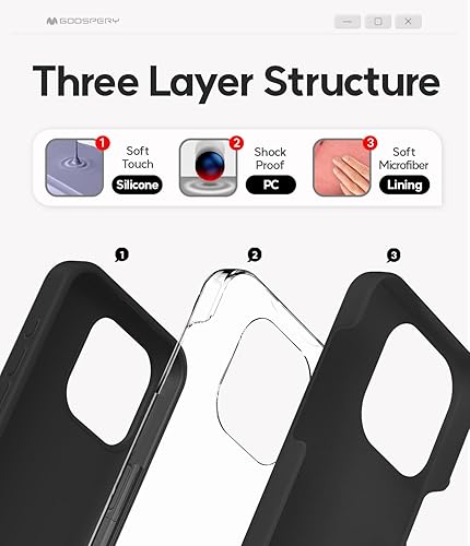 Miniatura 4 de GOOSPERY Funda de silicona líquida compatible con iPhone 15 Pro, sedosa, suave al tacto, protección de cuerpo completo, a prueba de golpes, con