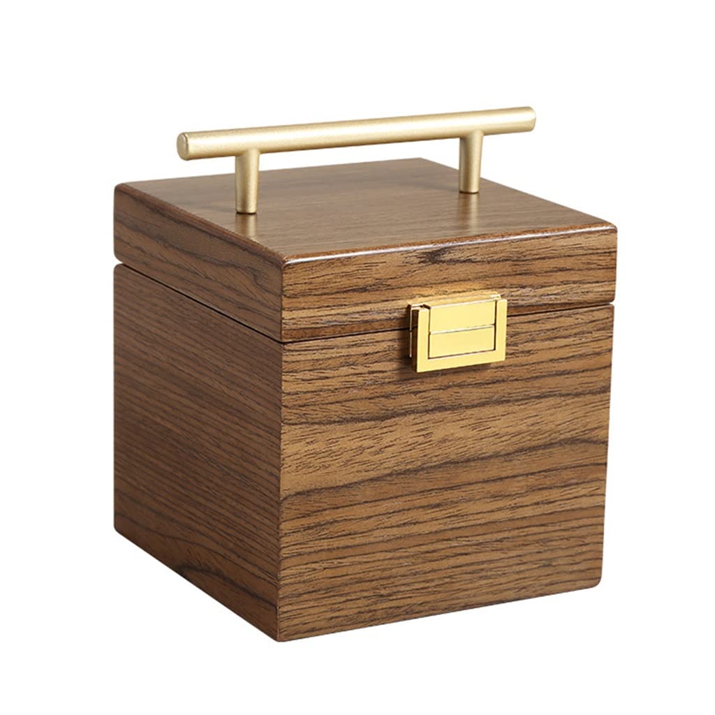 Boîte à bijoux de voyage pour colliers et boucles, rangement bois à 3 couches avec poignée