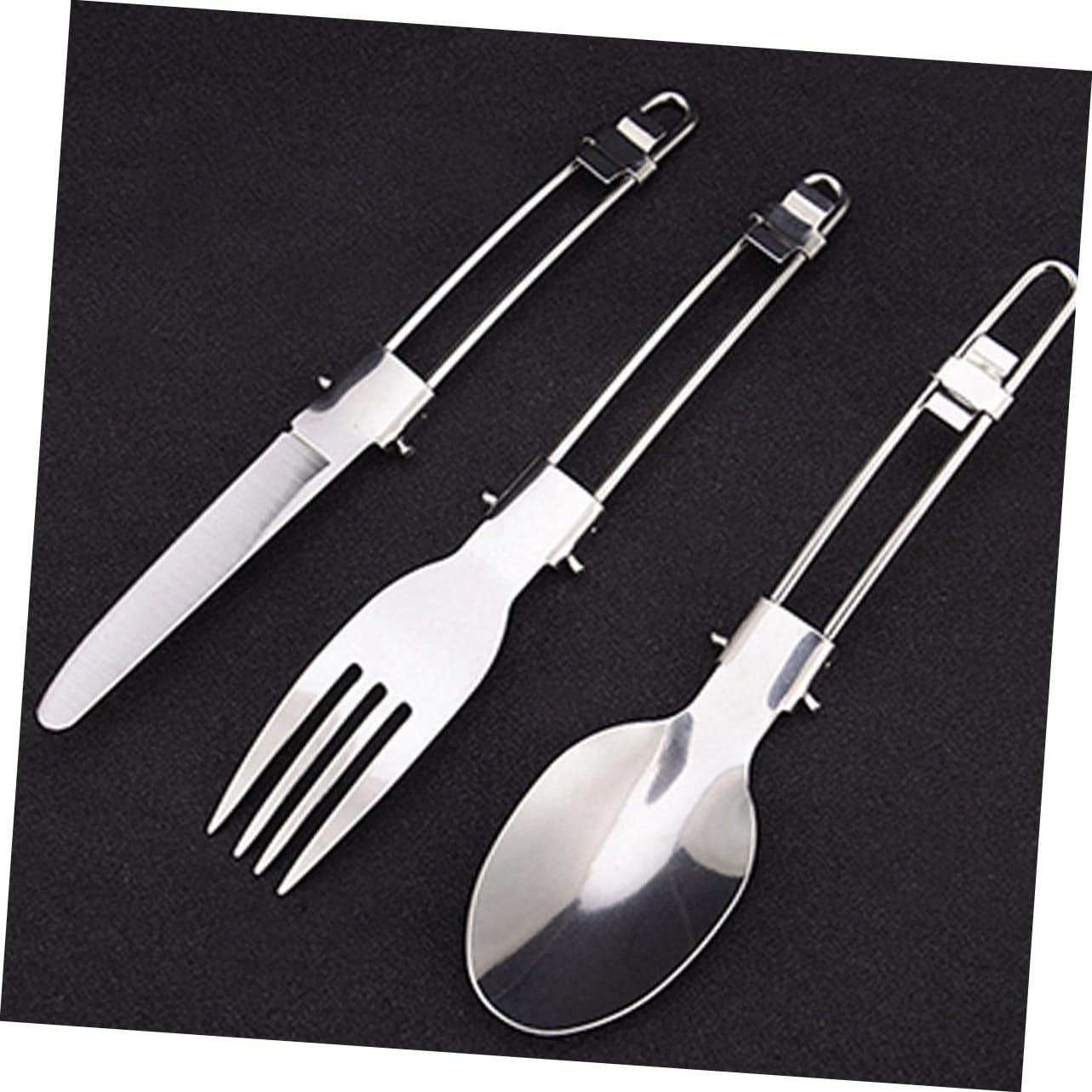 TOYANDONA 4 Set posate pieghevoli cucchiai stoviglie in acciaio inossidabile posate di stoviglie Forche in acciaio inossidabile pieghevoli posate singole Silver