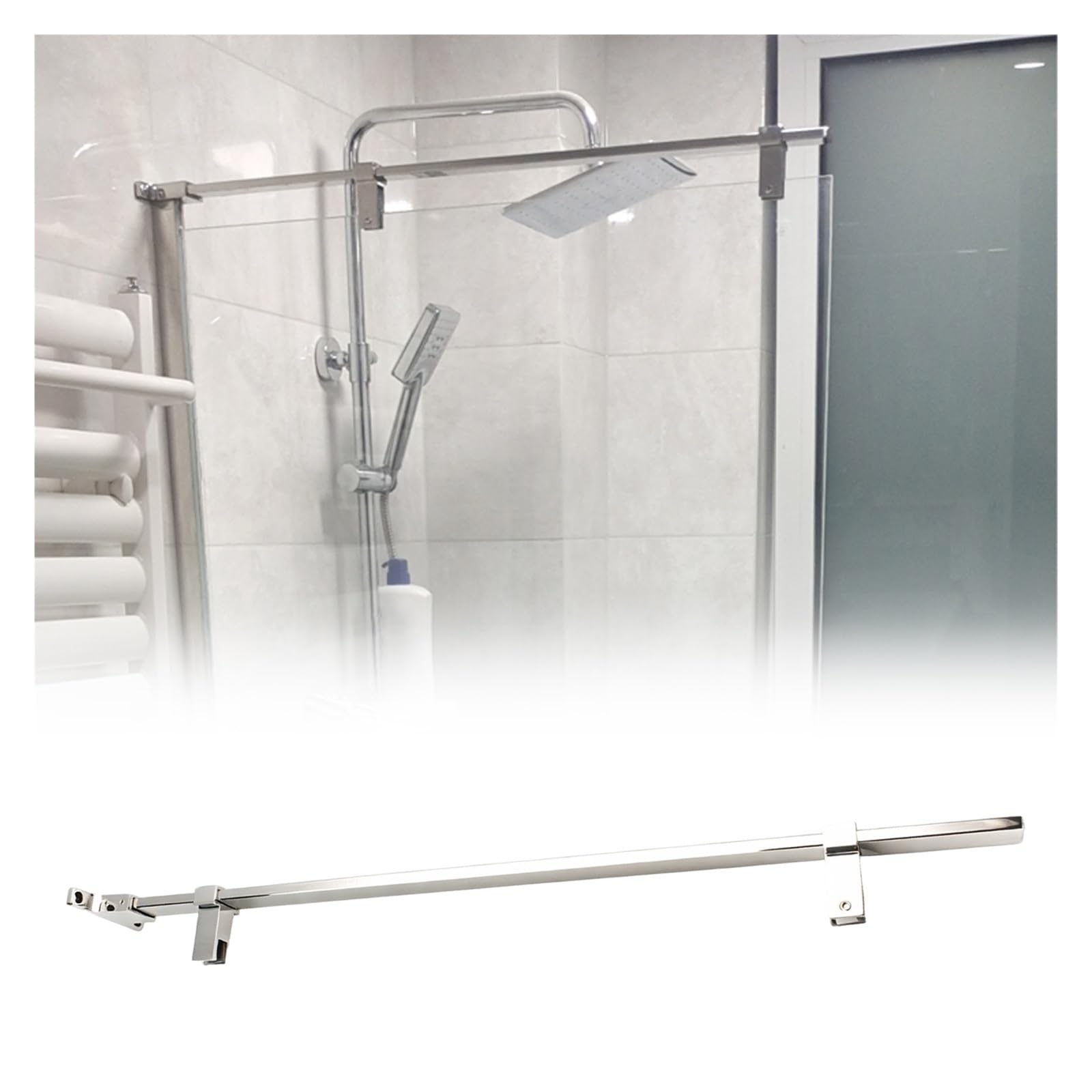 DJPHOFS Wallmount To Glass Support Bar for Indoor/outdoor, Shower Screen Customizable Length, Secure Panel Railing Brackets(40cm/15.7in)