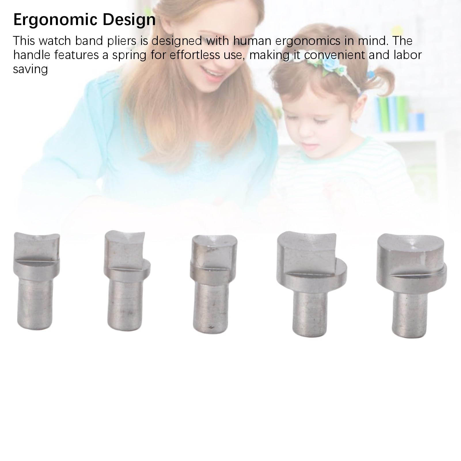 Guarda Pinze di Rimozione della Fascia, Pinze della Barra a Molla, Manico Ergonomico in Lega di Alluminio Utensile per Pin con 5 Teste di Ricambio per Tutte le Cinghie