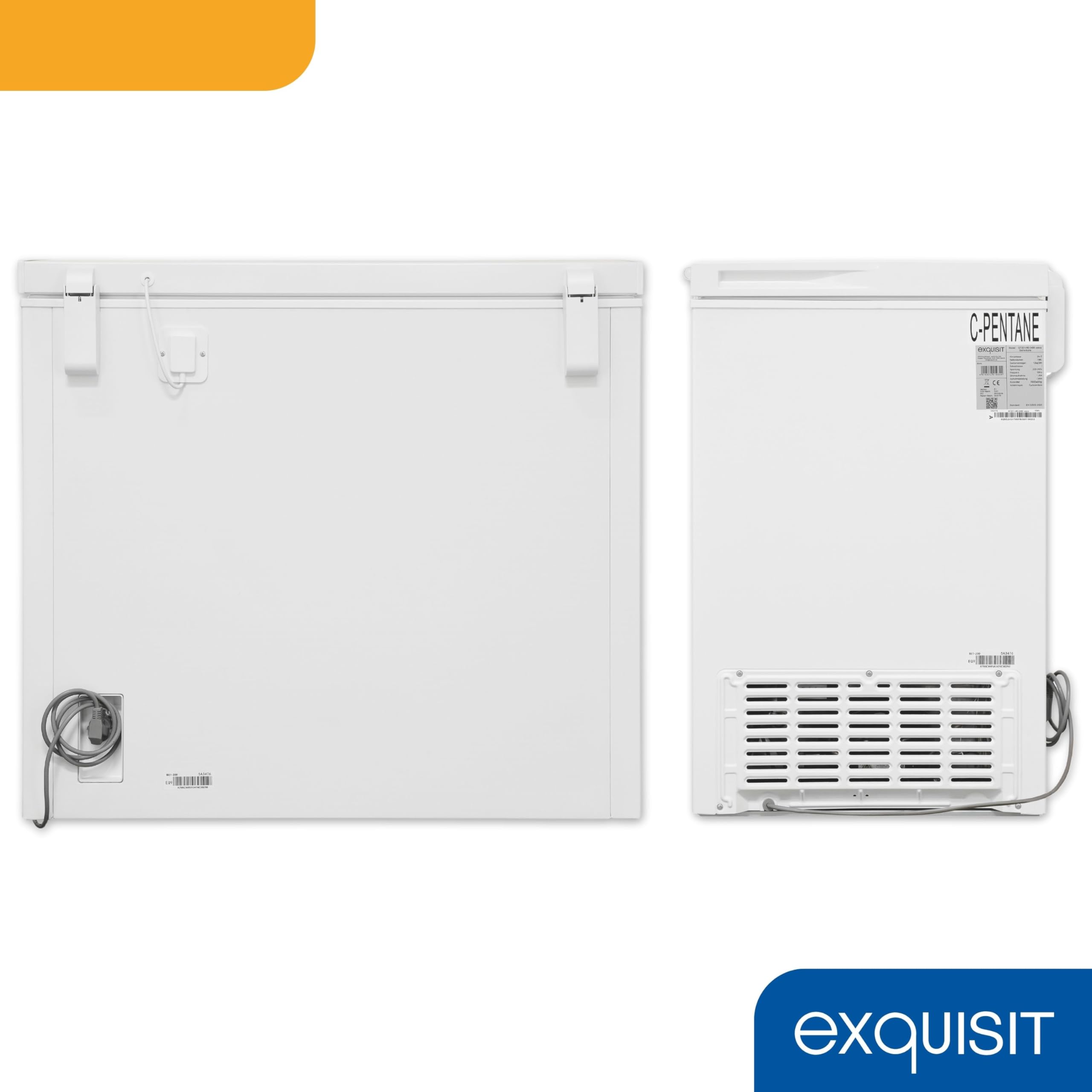 Exquisit GT201-HE-040E Gefriertruhe - 198 Liter Kühlbox mit 4-Sterne-Fach | 2-in-1 Funktion mit Kühlen & Gefrieren - Abschließbar - 200 kWh/Jahr - LED-Licht & Schnellgefrier-Modus - Inklusive 2 Körbe