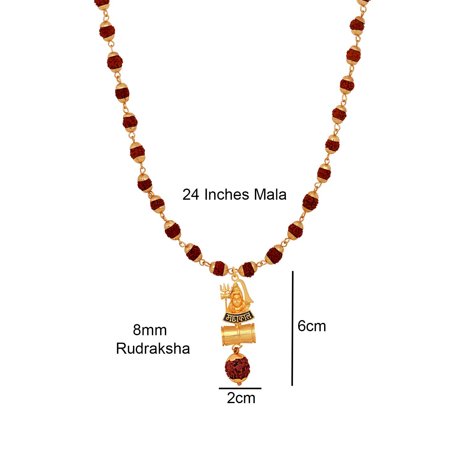Mahi Lord Shiv/Mahakal Trishul and Damru Religious God Pendant with 24 Inch Rudraksh Mala for Men and Women (PS1101705G) 3