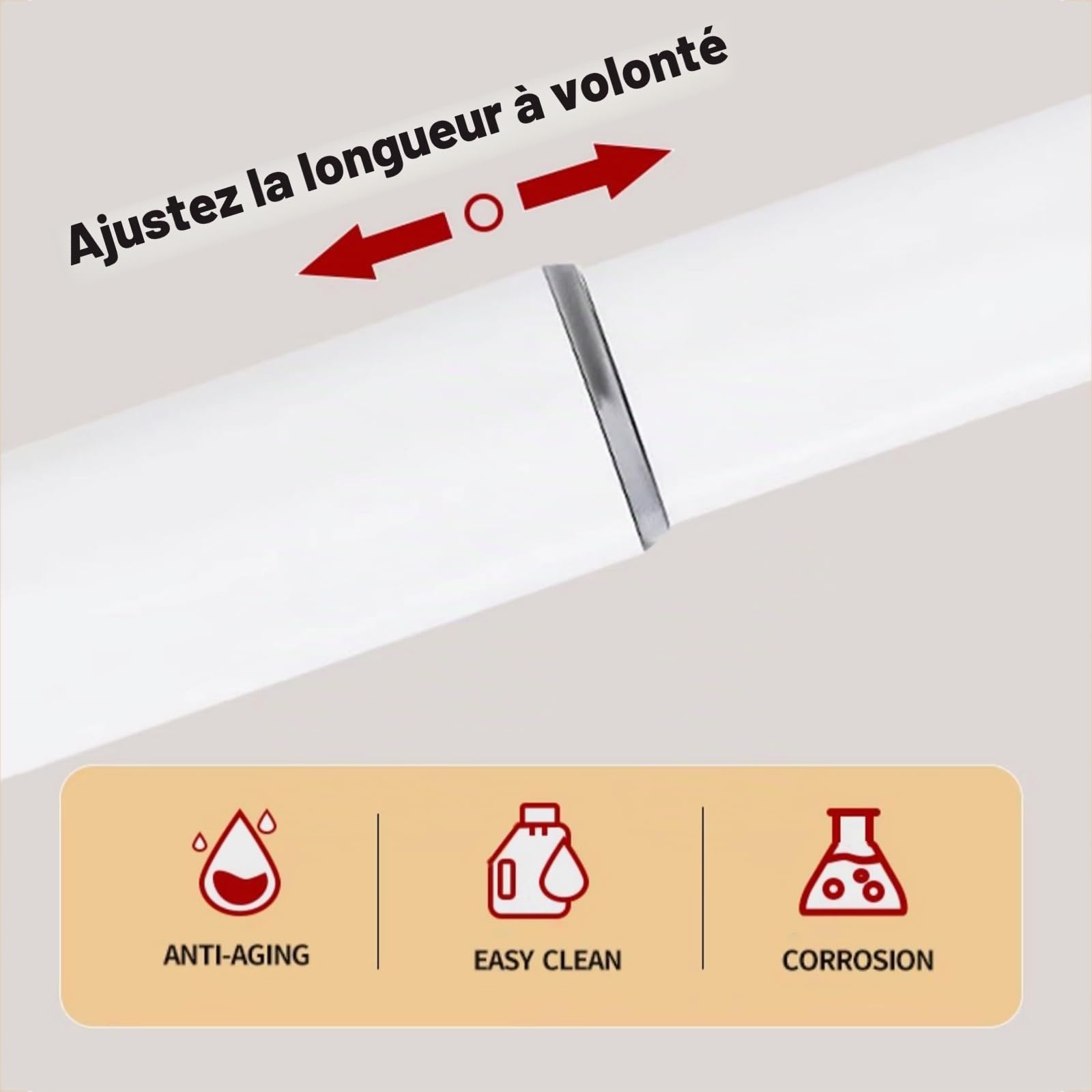 Tringle Douche Angle, Tringle pour Douche Arrondie, Barre De Douche en Forme De L Extensible en Acier Inoxydable, sans Perçage/Forage, 90-130x90-130cm, pour Salle De Bain, Douche, Blanc