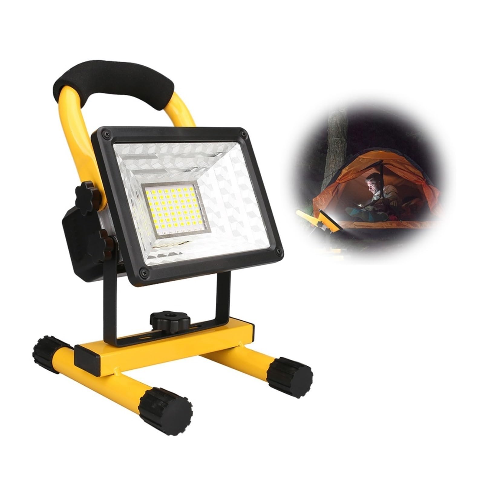 60W LED Portable Rechargeable Floodlight Waterproof Spotlight Battery Powered Searchlight Outdoor Work Lamp Camping Lantern