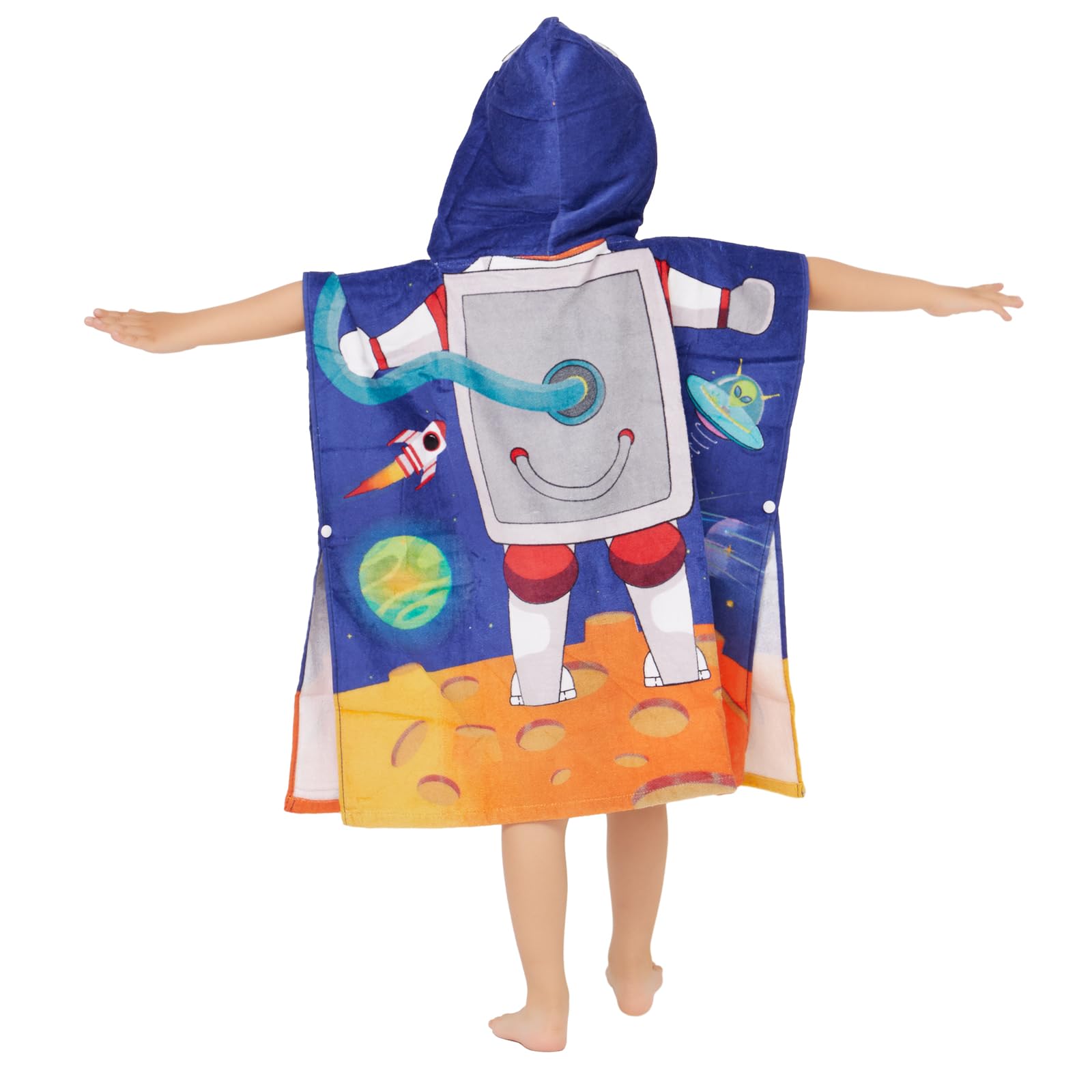 Toalla con capucha de algodón 100% para niños pequeños de 2 a 6 años, niños, niñas, baño, piscina, playa, poncho de playa absorbente y suave, pequeño astronauta